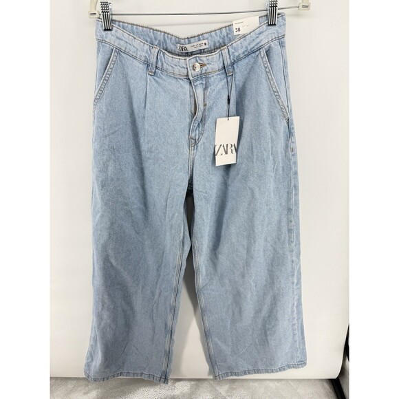 ZARA NEW WOMAN VERY-WIDE LOW-RISE PALAZZO JEANS PANT - Picture 1 of 3